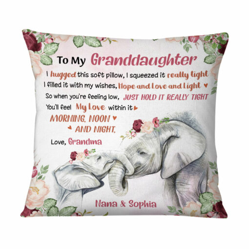 Personalized Daughter Granddaughter Elephant Pillow