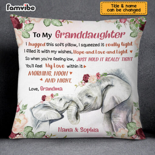 Personalized Daughter Granddaughter Elephant Pillow