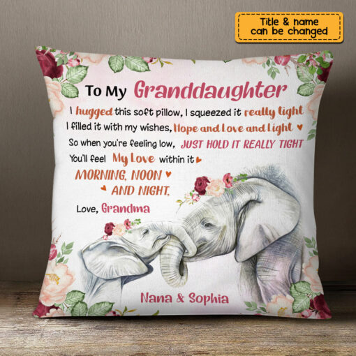 Personalized Daughter Granddaughter Elephant Pillow