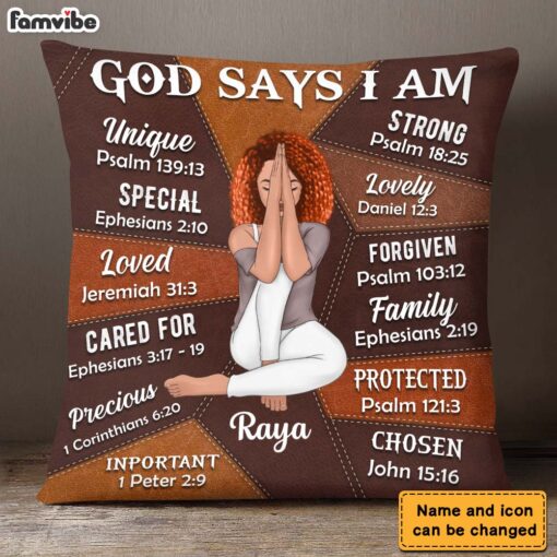 Personalized Daughter Granddaughter God Says You Are Leather Pattern Pillow