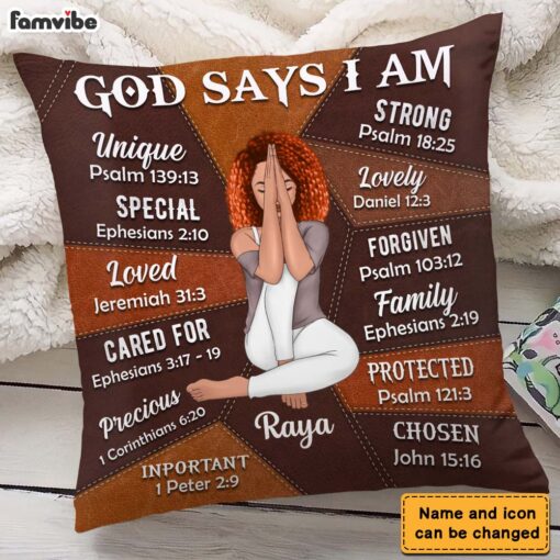 Personalized Daughter Granddaughter God Says You Are Leather Pattern Pillow