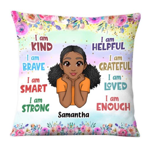 Personalized Daughter Granddaughter Kids Affirmations I Am Kind I Am Smart Pillow