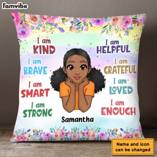 Personalized Daughter Granddaughter Kids Affirmations I Am Kind I Am Smart Pillow