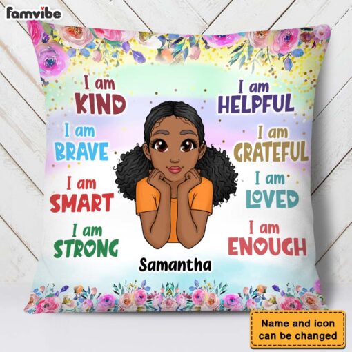 Personalized Daughter Granddaughter Kids Affirmations I Am Kind I Am Smart Pillow