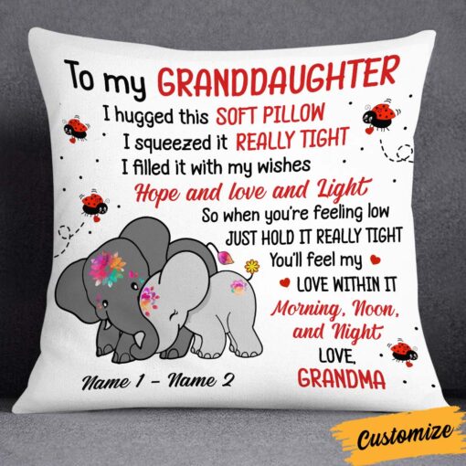 Personalized Daughter Granddaughter Mom Grandma Elephant Pillow