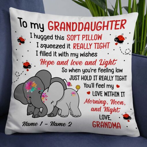 Personalized Daughter Granddaughter Mom Grandma Elephant Pillow