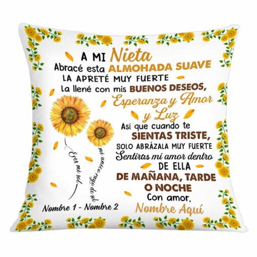 Personalized Daughter Granddaughter Son Grandson Spanish Mam� Abuela Sunflower Pillow