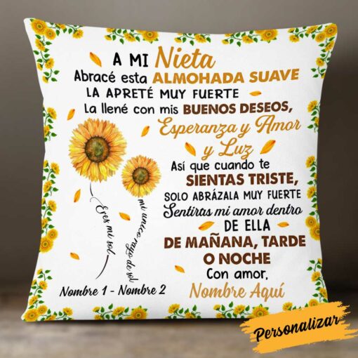 Personalized Daughter Granddaughter Son Grandson Spanish Mam� Abuela Sunflower Pillow