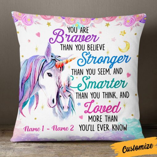 Personalized Daughter Granddaughter Son Grandson Unicorn Pillow