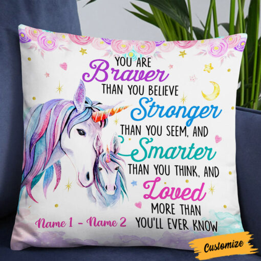 Personalized Daughter Granddaughter Son Grandson Unicorn Pillow