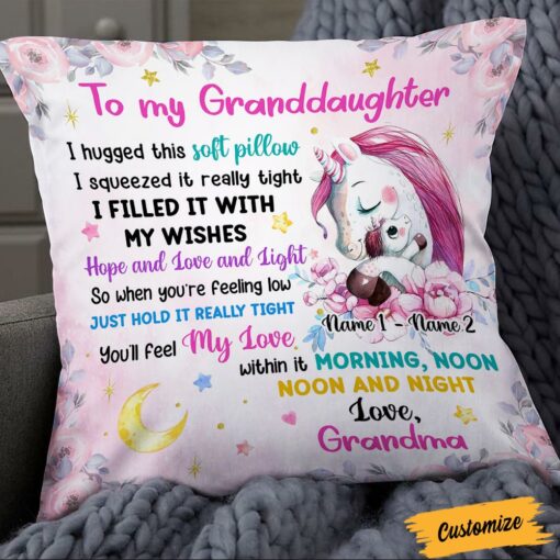 Personalized Daughter Granddaughter Unicorn Pillow