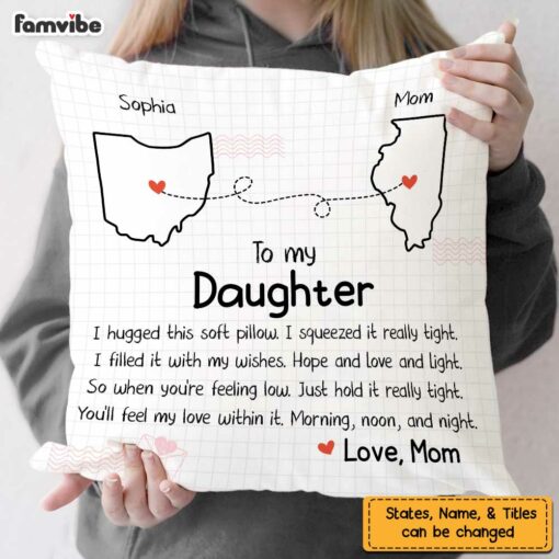 Personalized Daughter Hug This Drawing Pillow