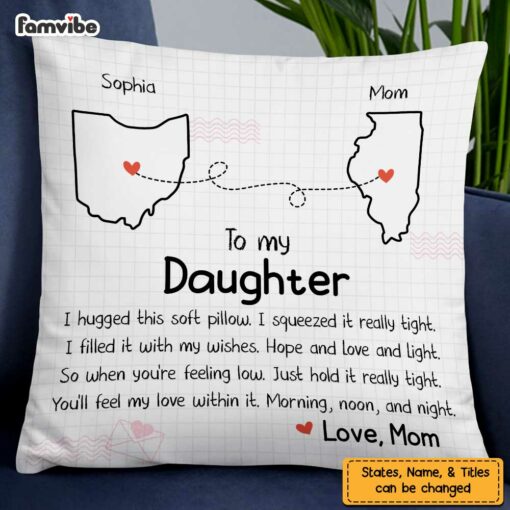 Personalized Daughter Hug This Drawing Pillow