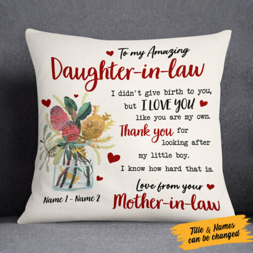 Personalized Daughter In Law Flower Pillow