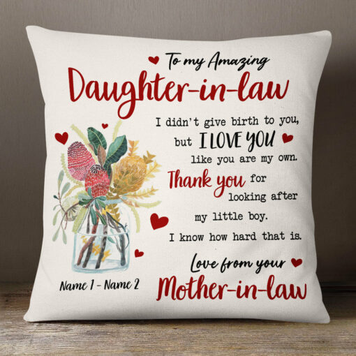 Personalized Daughter In Law Flower Pillow