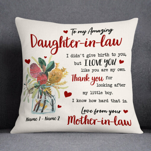 Personalized Daughter In Law Flower Pillow