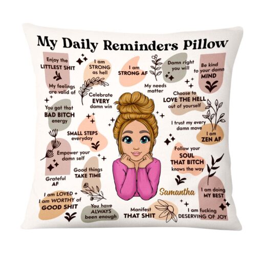 Personalized Daughter Mental Health Awareness Daily Reminder Affirmations Pillow