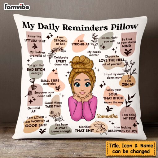 Personalized Daughter Mental Health Awareness Daily Reminder Affirmations Pillow