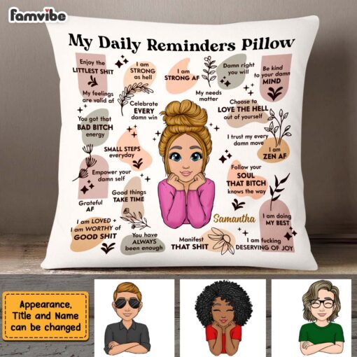 Personalized Daughter Mental Health Awareness Daily Reminder Affirmations Pillow