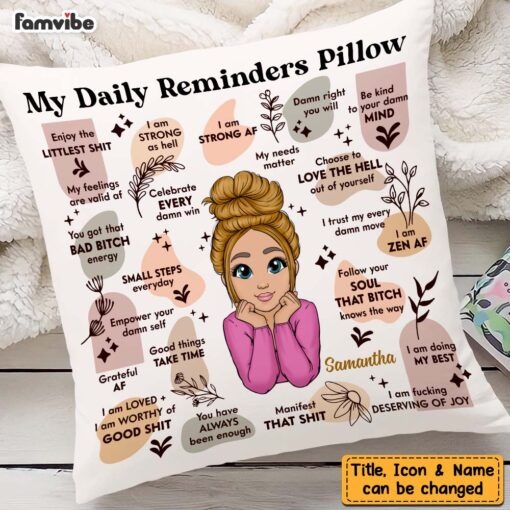 Personalized Daughter Mental Health Awareness Daily Reminder Affirmations Pillow