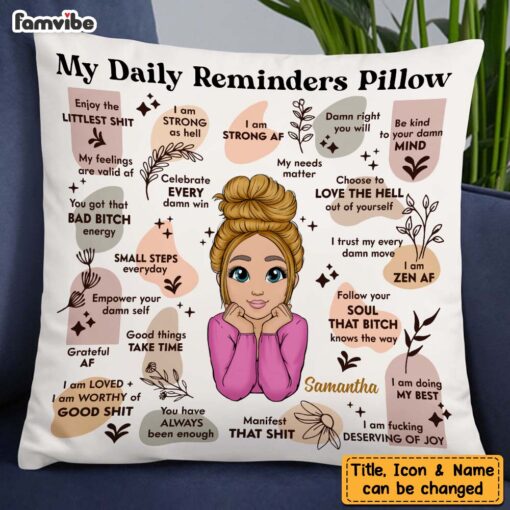 Personalized Daughter Mental Health Awareness Daily Reminder Affirmations Pillow