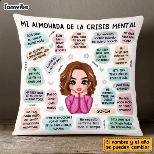 Personalized Daughter Mental Health Daily Affirmations Spanish Pillow