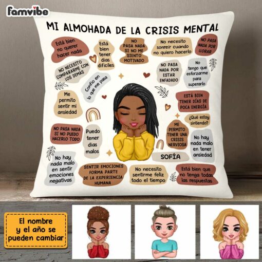 Personalized Daughter Mental Health Daily Affirmations Spanish Pillow