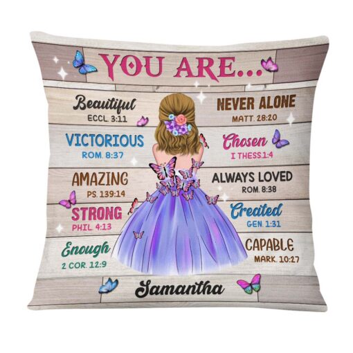 Personalized Daughter Purple Bible Verses God Says You Are Pillow