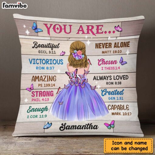 Personalized Daughter Purple Bible Verses God Says You Are Pillow