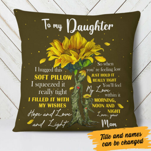 Personalized Daughter Sunflower Tree Pillow