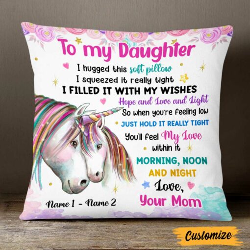 Personalized Daughter Unicorn Pillow