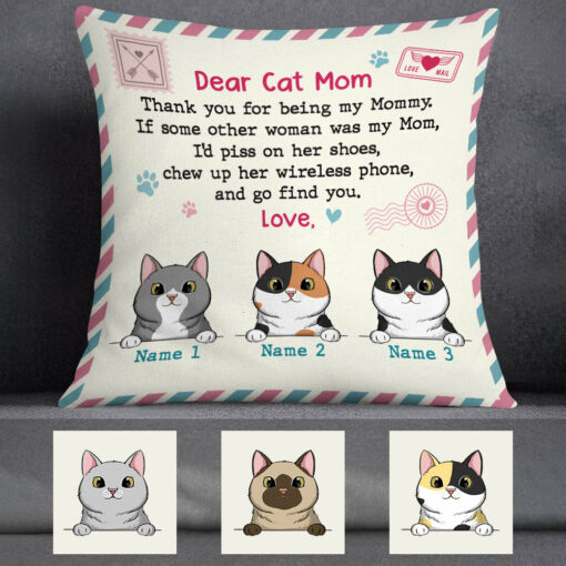 Personalized Dear Cat Mom Pillow