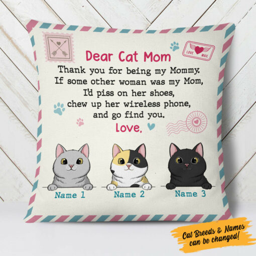 Personalized Dear Cat Mom Pillow