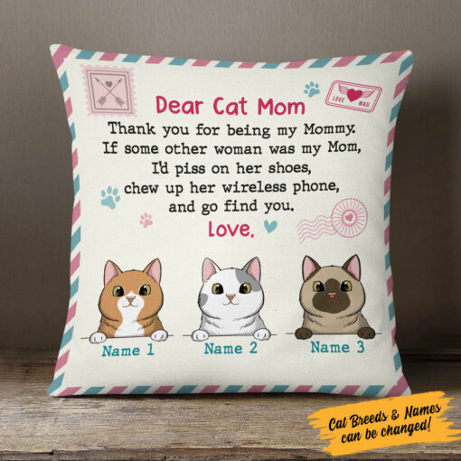 Personalized Dear Cat Mom Pillow