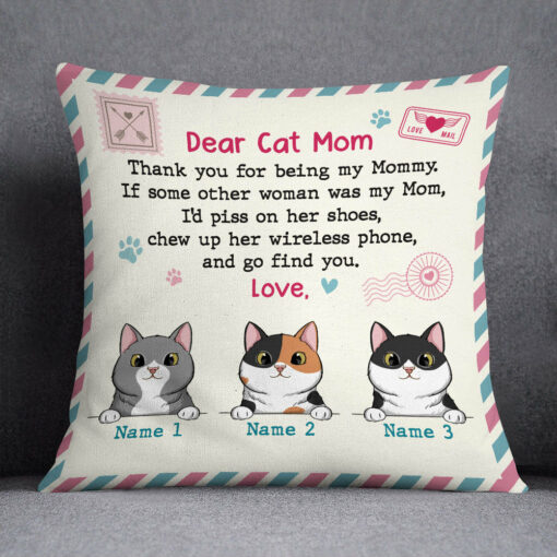 Personalized Dear Cat Mom Pillow