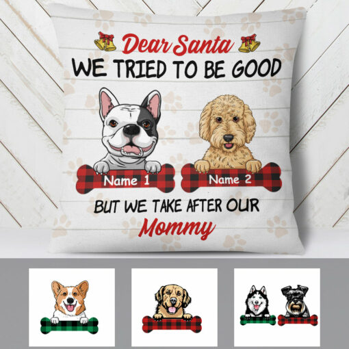 Personalized Dear Santa Dog Christmas Pillow