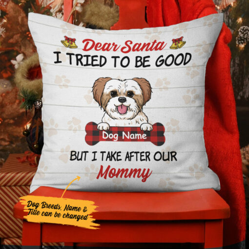 Personalized Dear Santa Dog Christmas Pillow