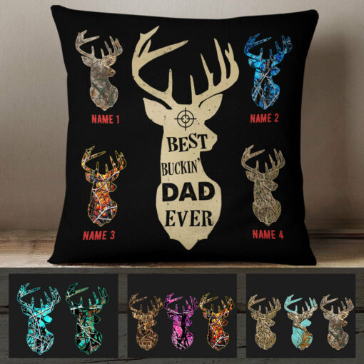 Personalized Deer Hunting Buckin Dad Grandpa Pillow