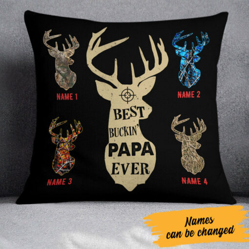 Personalized Deer Hunting Buckin Dad Grandpa Pillow