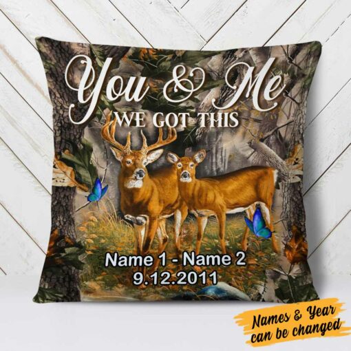 Personalized Deer Hunting Couple Pillow