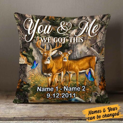 Personalized Deer Hunting Couple Pillow