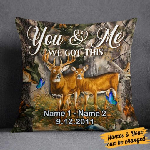 Personalized Deer Hunting Couple Pillow