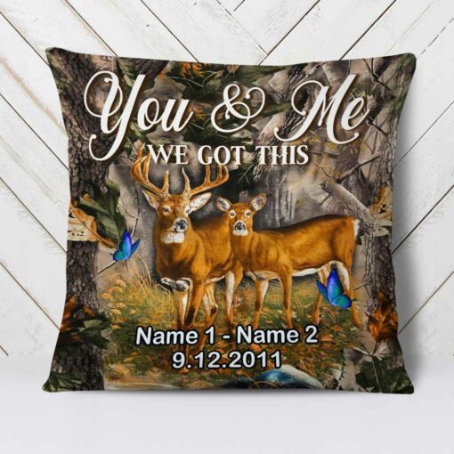 Personalized Deer Hunting Couple Pillow