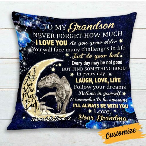 Personalized Dinosaur Daughter Granddaughter Son Grandson Pillow