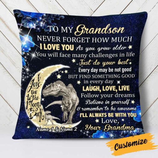 Personalized Dinosaur Daughter Granddaughter Son Grandson Pillow