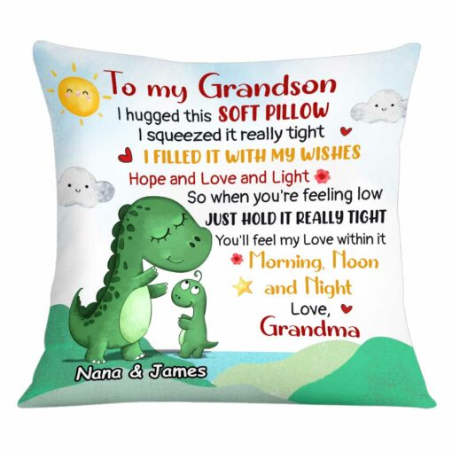 Personalized Dinosaur Grandson Hug This Pillow