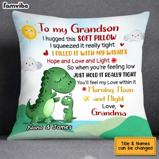 Personalized Dinosaur Grandson Hug This Pillow