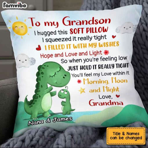 Personalized Dinosaur Grandson Hug This Pillow