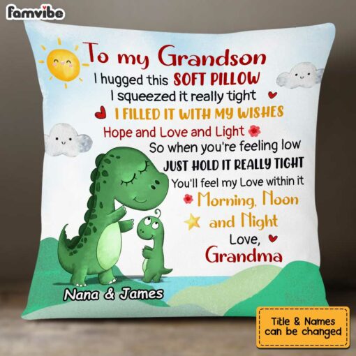 Personalized Dinosaur Grandson Hug This Pillow