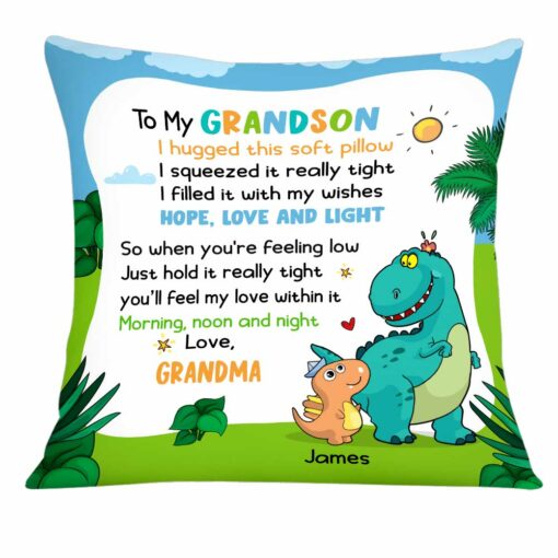 Personalized Dinosaur Grandson Pillow